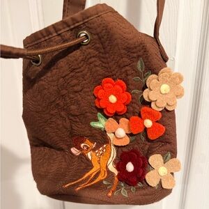 Disney Brown Mini Bag with Floral and Deer Design